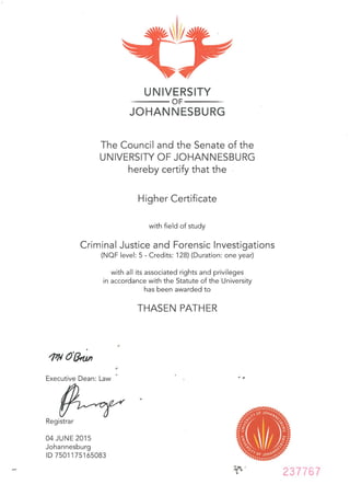 CJFA Certificate