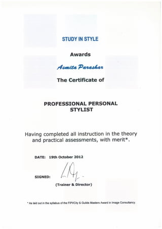 Personal Styling Certificate - UK