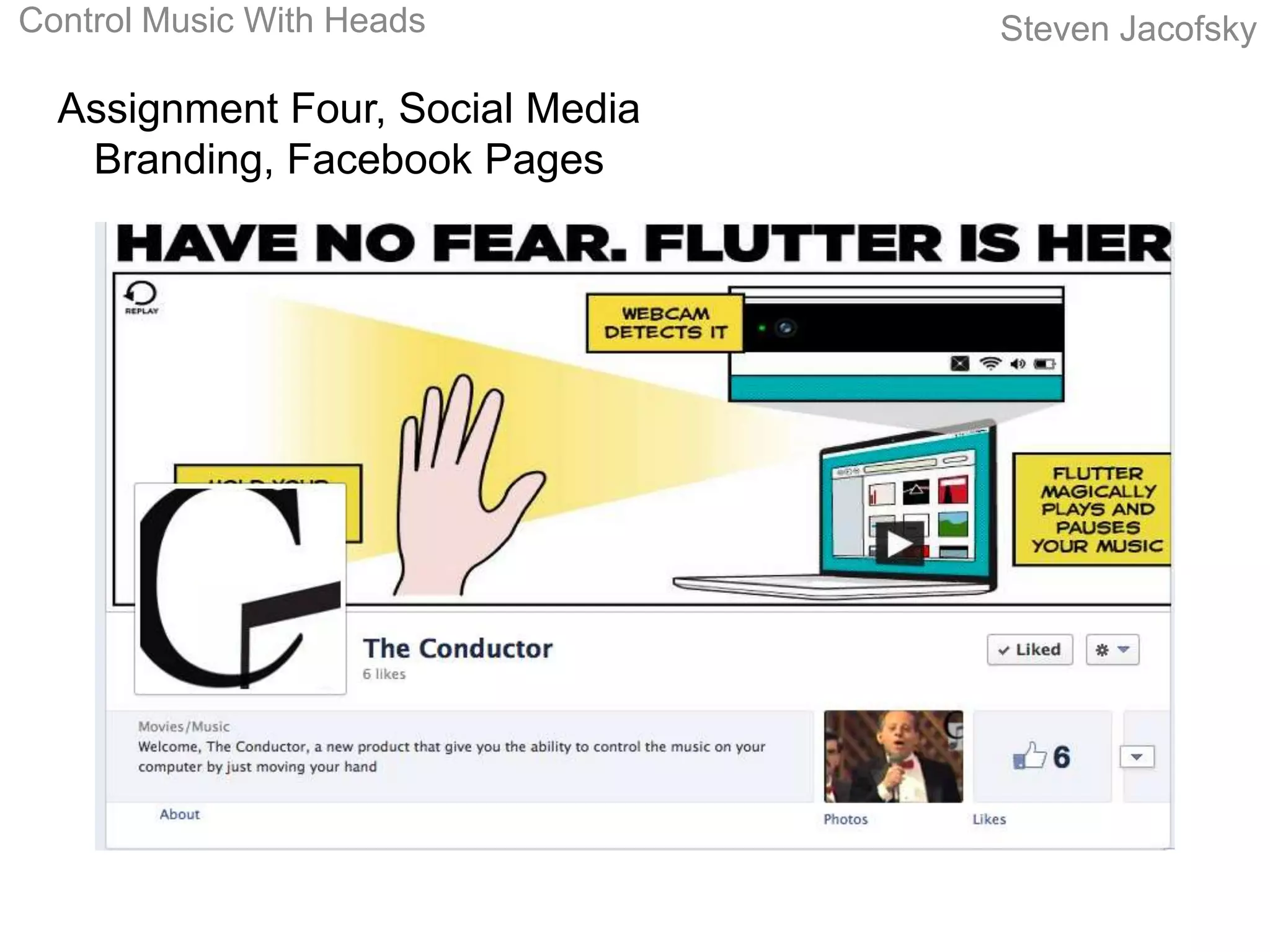 Control Music With Heads          Steven Jacofsky

  Assignment Four, Social Media
   Branding, Facebook Pages
 