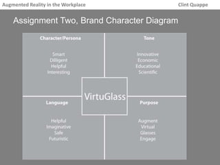 Augmented Reality in the Workplace Clint Quappe 
Assignment Two, Brand Character Diagram 
 