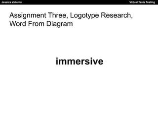 Jessica Valiente Virtual Taste Testing 
Assignment Three, Logotype Research, 
Word From Diagram 
immersive 
 