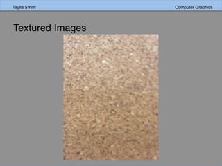 Taylla Smith Computer GraphicsTaylla Smith Computer Graphics
Textured Images
 