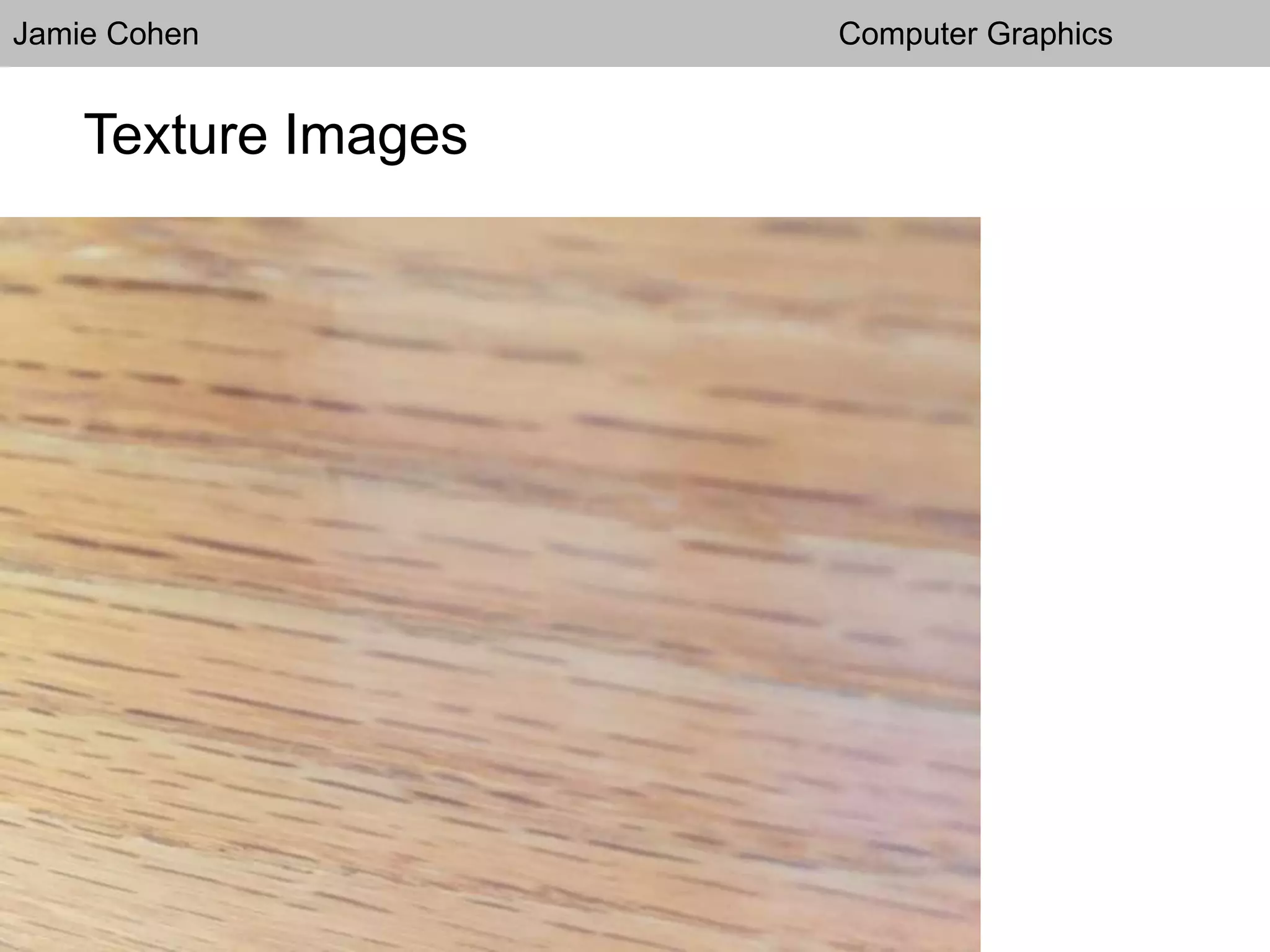 Jamie Cohen Computer Graphics
Texture Images
 