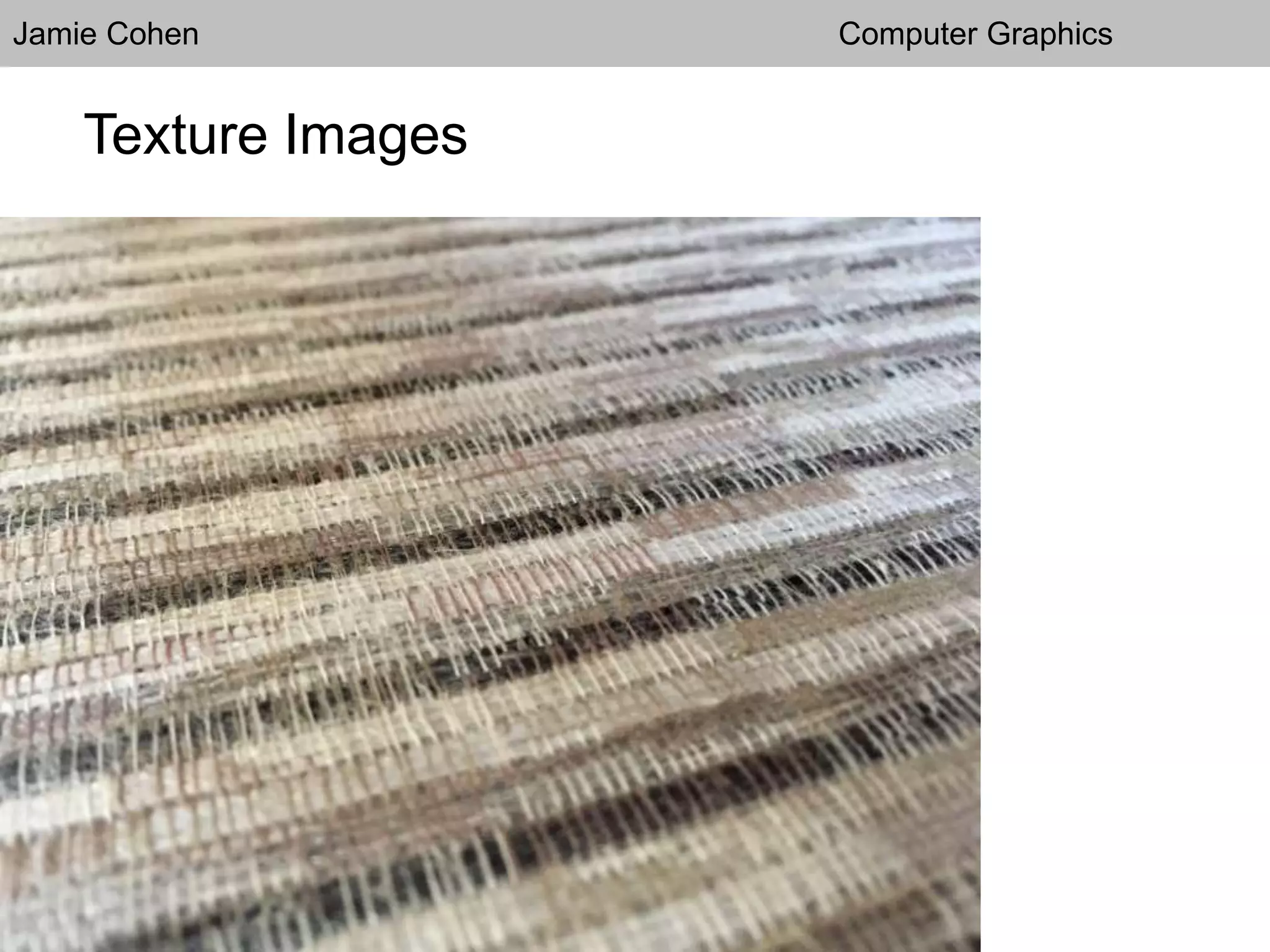 Jamie Cohen Computer Graphics
Texture Images
 