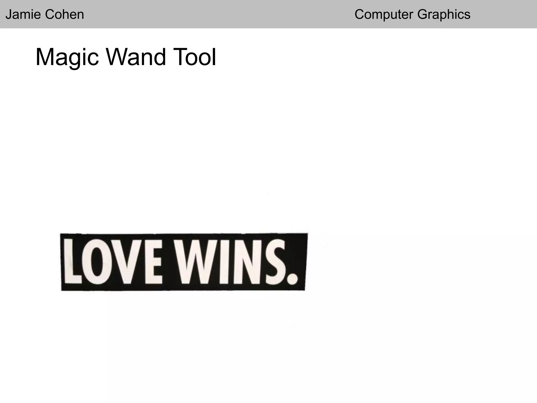 Jamie Cohen Computer Graphics
Magic Wand Tool
 