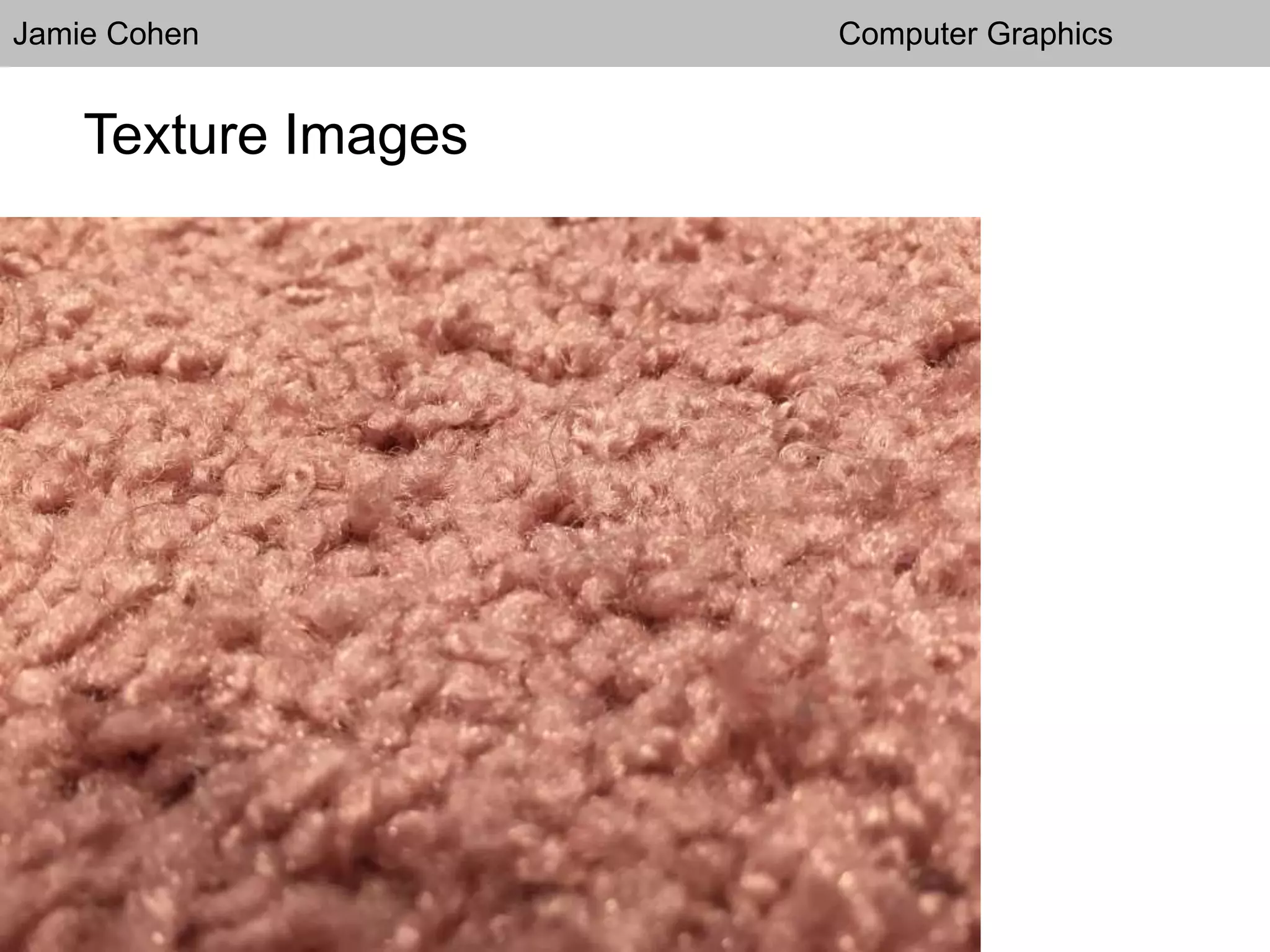 Jamie Cohen Computer Graphics
Texture Images
 