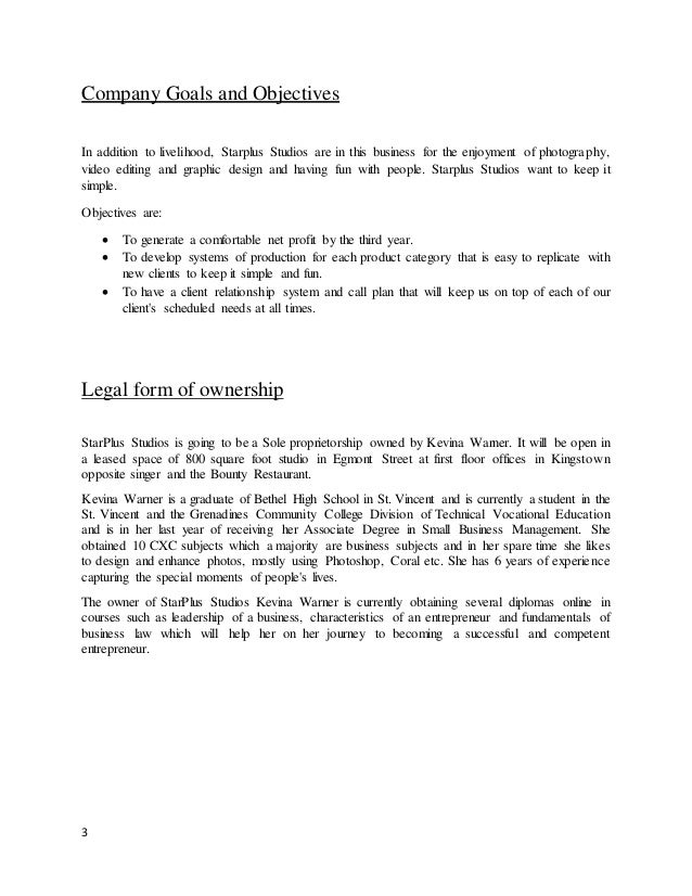 Photography business plan summary