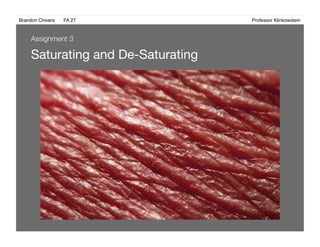 Brandon Chivers ! FA 27! ! ! ! ! ! ! ! ! ! ! ! ! Professor Klinkowstein!
Saturating and De-Saturating 
Assignment 3
 