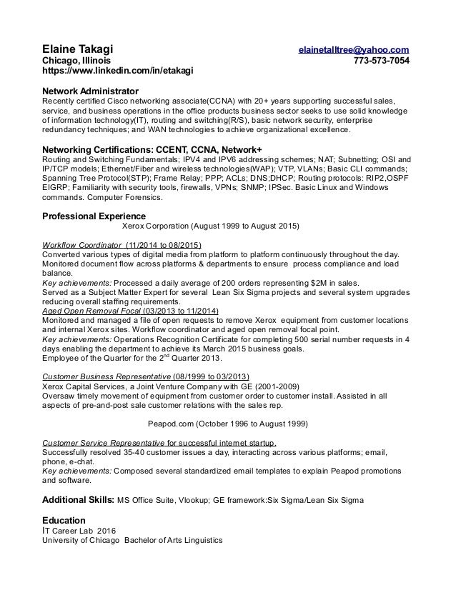 network admin resume