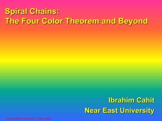 Ibrahim CahitIbrahim Cahit
Near East UniversityNear East University
Spiral Chains:Spiral Chains:
The Four Color Theorem and BeyondThe Four Color Theorem and Beyond
Istanbul Bilgi University, 13 May 2005
 