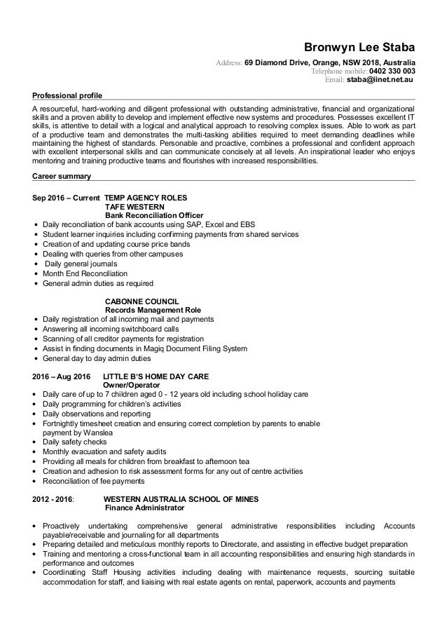 Bronwyn Lee Staba Cv Current With References