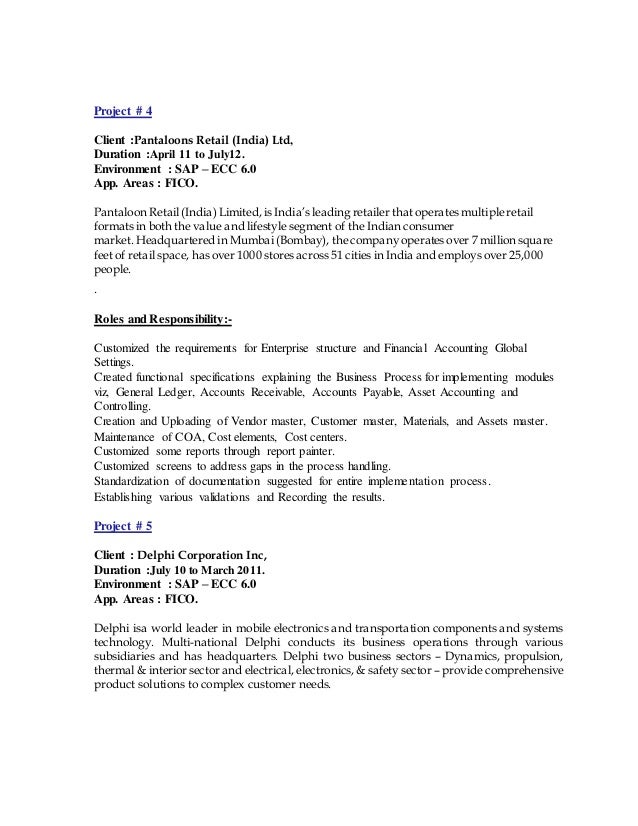 sap fico resume