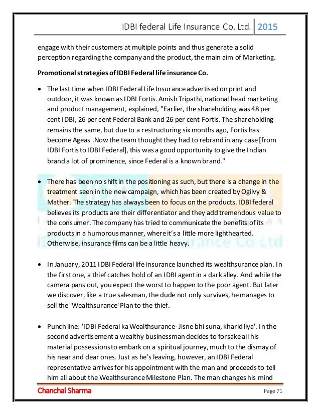 promotional strategies of idbi federal life insurance essay Abstract of the paper the paper deals with the study of the promotional strategies of idbi federal life insurance co ltd vis-à-vis its various. promotional strategies of idbi federal life insurance essay Abstract of the paper the paper deals with the study of the promotional strategies of idbi federal life insurance co ltd vis-à-vis its various.