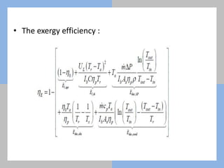 • The exergy efficiency :
 
