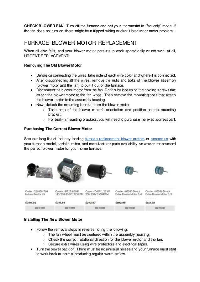 Furnace Blower Motor Troubleshooting and Replacement Guide
