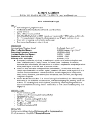RP Scriven Resume