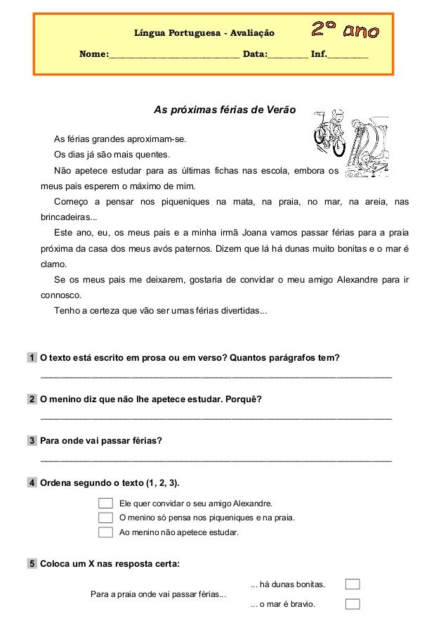 Ficha Portugues 2 ano