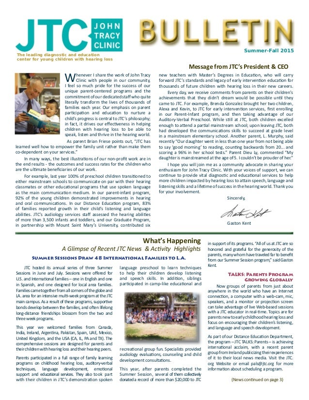 Bulletin Newsletter Summer Fall 2015