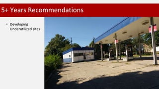 5+ Years Recommendations
• Developing
Underutilized sites
 