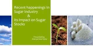 Recent happenings In
Sugar Industry
&
its Impact on Sugar
Stocks
Presented by,
Ananya Sree Katta
 