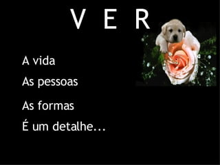 A vida As pessoas As formas É um detalhe... V  E  R 