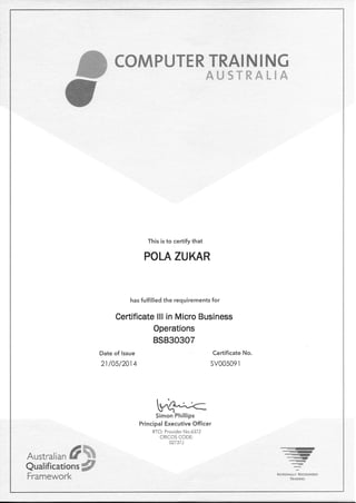 CTA Certificate 111