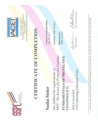 Steler, Sasha C1 Certificate