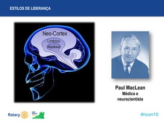 #ricon15
ESTILOS DE LIDERANÇA
Paul MacLean
Médico e
neurocientista
 