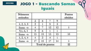 JOGO 1 - Buscando Somas
Iguais
OFICINA
 