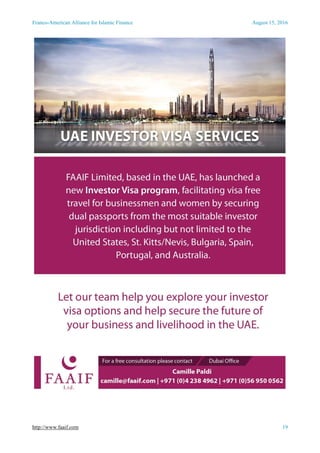 Franco-American Alliance for Islamic Finance August 15, 2016
http://www.faaif.com 19
 