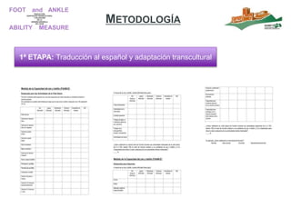 1ª ETAPA: Traducción al español y adaptación transcultural
METODOLOGÍA
 