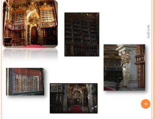 Análise interna da BibliotecaEdifício e instalações Sinalização exterior	Possui placas no exterior da biblioteca com indicações da sua localização, como também tem um guarda a dar indicações pertinentes.Possibilidade de estacionamento	Possui um parque de estacionamento no exterior da universidade.Visibilidade do exterior do interior da Biblioteca	É completamente impossível visualizar os livros do exterior.Facilidade de acesso para utilizadores com pouca mobilidade	O acesso aos seus utilizadores é bastante fácil, sem colocar entraves a utilizadores com pouca mobilidade. Distribuição e organização do espaço	Possui 1250m2 úteis actuais que foram obtidos com o arranjo de dois níveis de caves, para depósito e salas de trabalho, os quais albergam cerca de 200.000. Tem três andares, onde apenas um está acessível ao público.19-11-201013