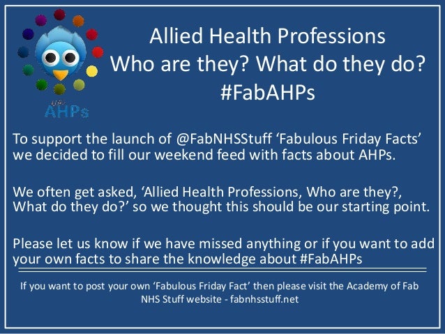 Allied Health Professions Who Are They What Do They Do Fabahps W