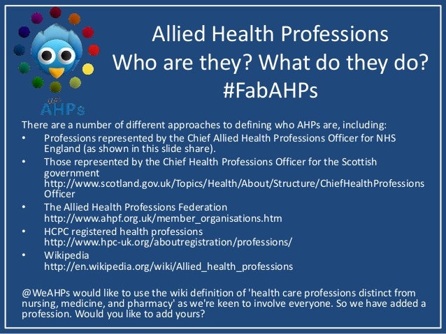 Allied Health Professions Who Are They What Do They Do Fabahps W