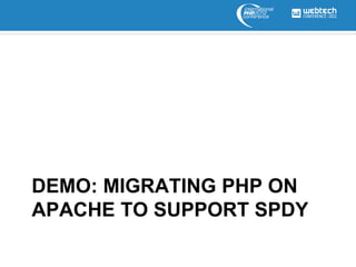 DEMO: MIGRATING PHP ON
APACHE TO SUPPORT SPDY
 