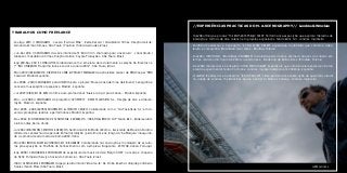 TRABALHOS COMO FREELANCE
- Fev-Ago 2015 // CENÓGRAFO - novela “Escrava Mãe” - Rede Record / Casablanca filmes. Direção de Arte:
Fernando Ekman Simoes. São Paulo / Paulinia / Santa Gertrudes, Brasil
- Jun-Dec 2014 // CENÓGRAFO da série infantil de TV “BUUU! Um chamado para a aventura” - canal Gloob /
Globosat / Casablanca filmes. Direção de Arte: Coyote Produções.. São Paulo, Brasil
- Ago 2011-Nov 2011 // CONSULTOR colaborando com a empresa de recrutamento e seleção Só Talentos no
1º ”ITAÚ UNIBANCO Programa trainee social e cultural 2012” - São Paulo, Brasil.
- Maio 2010 //REALIZADOR, DIRETOR DE CENA & PROJECT MANAGER da ação/vídeo teaser de MINI-Cooper “MINI
Carwash” Madrid, Espanha.
- Fev 2008 - 2010/ CENÓGRAFO para LUNATUS para o projeto “Museo-Casa del Cine de Almería”.Cenografia e
conceito museográfico /expositivo. Madrid - Espanha.
- Jul 2007 /DIREÇAO DE ARTE do filme auto-promocional “Vuelve la Liga” para Canal+ - Madrid, Espanha.
- Mar - Jul 2006 // CENÓGRAFO do programa “321 IMPRO”. - DRIVE TELEVISION S.L. - Direção de arte e ambien-
tação. Madrid - Espanha.
- Mar 2005 - 2006 /ARTISTA MULTIMEIOS & TÉCNICO CÉNICO. Colaborando com a “Cia PasionArte S.L.” em di-
versas produções teatrais e performances. Madrid, Espanha.
- Nov 2004 //COORDENADOR DE CENOTECNIA E ADEREÇOS, “1966 FINAL WORLD CUP” Teatro BAC - Battersea Arts
Club Londres, Reino Unido.
- Jul 2003 /ASSISTENTE CRIATIVO E ADEREÇOS, Setimana di Alta Moda di Roma - Assistente de Maurizio Varamo
(Diretor de cenotecnia da opera de Roma) Instalação / performance ao longo da “Via Marguta” inauguran-
do a semana de alta moda de Roma 2003- Itália.
- Mar 2001 /MODELAGEM & CONSTRUÇAO, “BICHARADA” Colaborando na construção e montagem de escultu-
ras pra exposição no Pavilhão do Conhecimento com a empresa Tragacanto - EXPO’98, Lisboa, Portugal.
- Ago 2000 / CENOGRAFIA E MONTAGEM do espetáculo de música étnica “Negro SOM” no teatro e choperia
do SESC Pompéia (Serviço Social do Comércio) - São Paulo, Brasil
- 1999 / CENOGRAFIA E MONTAGEM da peça teatral infantil “Brasil Le-lê”. De Emílio Boechat, dirigido por Alberto
Soares (Teatro Mars) São Paulo, Brasil.
//EXPERIÊNCIAS PRACTICAS DO M.A.SCENOGRAPHY// Londres & Wrocław
- Out2004 /Dirige e produz: “ThE ANThRoPoPhAgIC FEAST” Performance-exposição que explora métodos de
interação e formas de arte coletivo em projetos expositivos. Teatro Back hill - Londres, Inglaterra.
- Abr2004 /Codirectror e Cenógrafo. “A COLLECTIVE DREAM” espetáculo multimídia que combina vídeo,
teatro e coreografia. Wrocałwski Teatr Lalek - Wrocław, Polônia.
- Ene2004 /PERfOrMer. “Wrocałwski SNOWMAN” Instalação-performance efémera através da criação em
tempo real de uma figura de 20mts usando neve . Academia de Bellas Artes - Wrocław, Polonia.
- Dec2003 /Codirectror e Cenógrafo.“HOTEL MATHUSALEM” Espetáculo que combina elementos de cinema
e teatro experimental. Teatro Cochrane. Londres, Inglaterra & Festival ACT-Bilbao, Espanha.
- Out2003 /Codirectror e Cenógrafo. “ICTUS PROJECT” vídeo-performance sobre ação de guerrilha cultural
na cidade de Londres. The Black Box Space- Central St. Martins College - Londres, Inglaterra.
CV@SP-NOV/2014
 