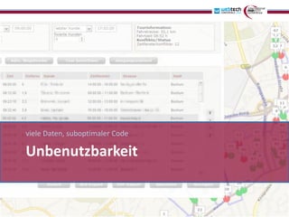 viele Daten, suboptimaler Code

Unbenutzbarkeit
 
