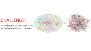 CHALLENGE
to bridge social semantics and
formal semantics on the Web
 