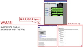 WASABI
augmenting musical
experience with the Web
[Buffa, Jauva et al.]
NLP & LOD & Lyrics
 