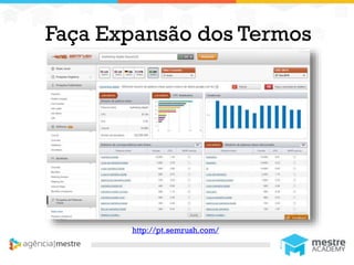 1
Faça Expansão dos Termos
http://pt.semrush.com/
 