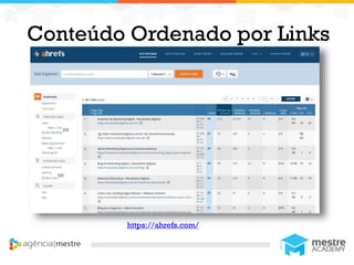 1
Conteúdo Ordenado por Links
https://ahrefs.com/
 