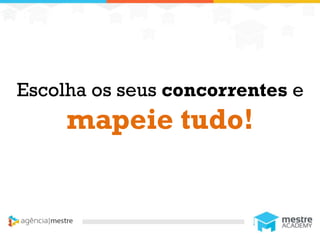 1
Escolha os seus concorrentes e
mapeie tudo!
 
