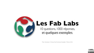 Les Fab Labs
10 questions, 1000 réponses,
et quelques exemples.
Marc Duchesne • Artisan DesTerritoires Durables • Février 2016
 
