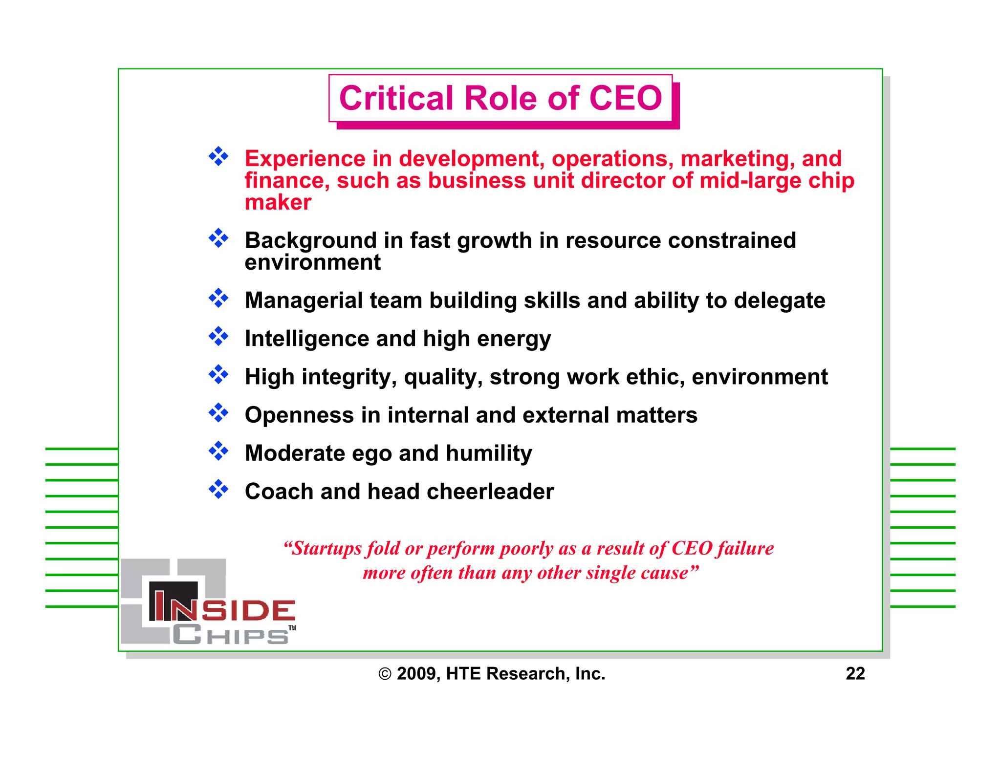 Strategic Management Issues for Starting a Fabless Chip Company