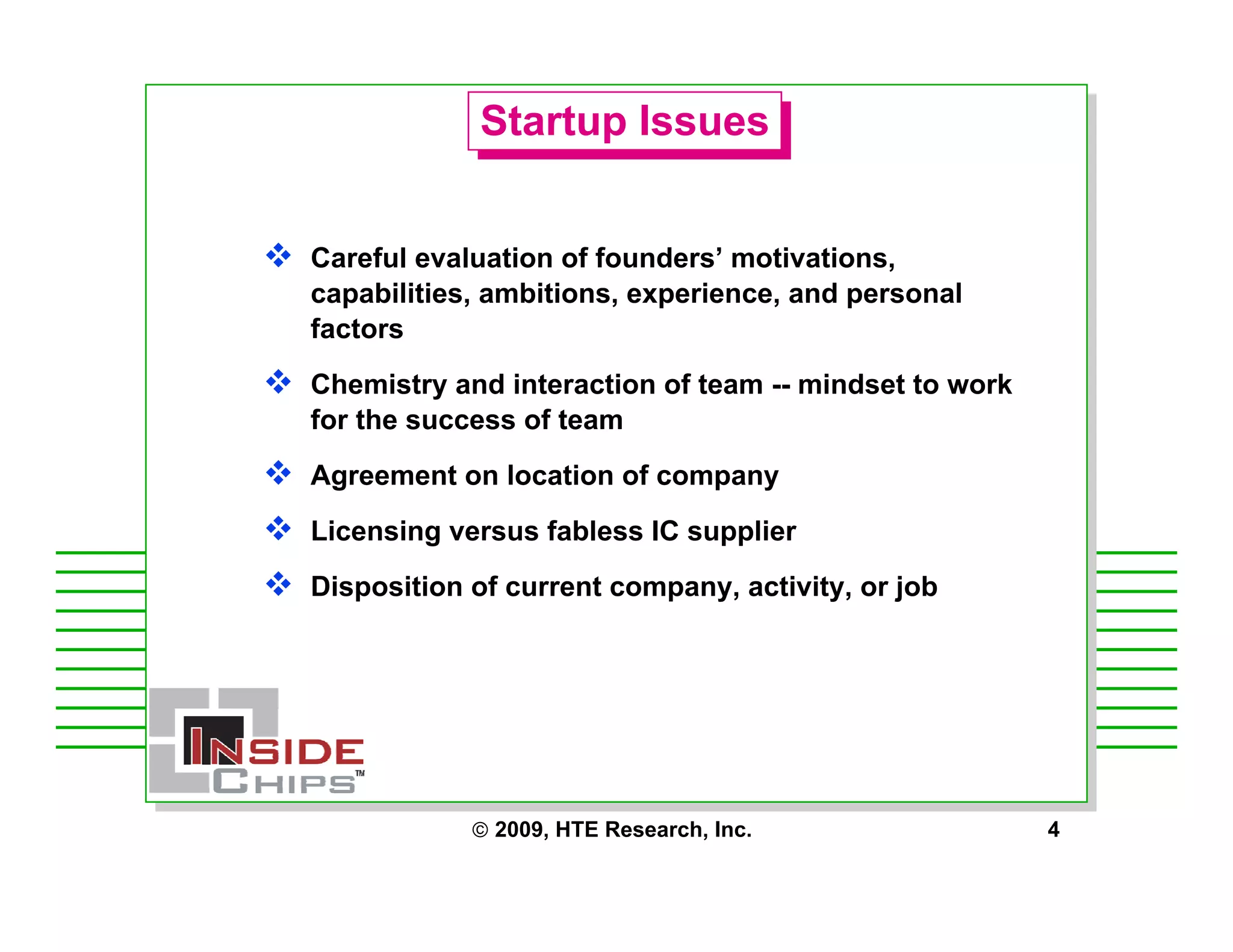 Strategic Management Issues for Starting a Fabless Chip Company
