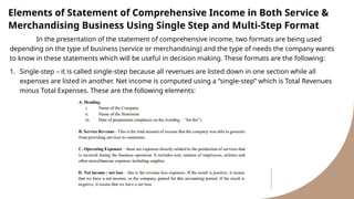 Statement of Comprehensive Income for SErvice Merchandising Business | PPTX