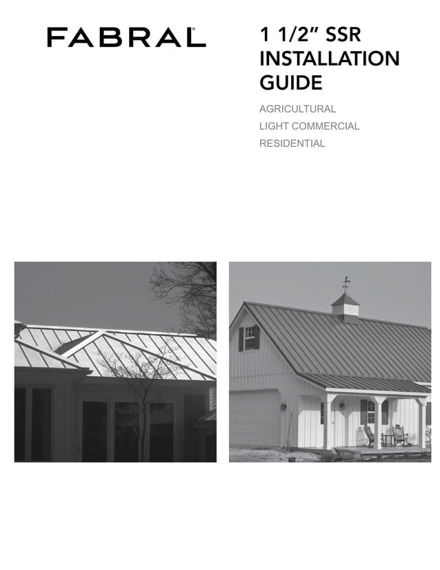 Fabral SSR Metal Roofing Installation Manual PDF