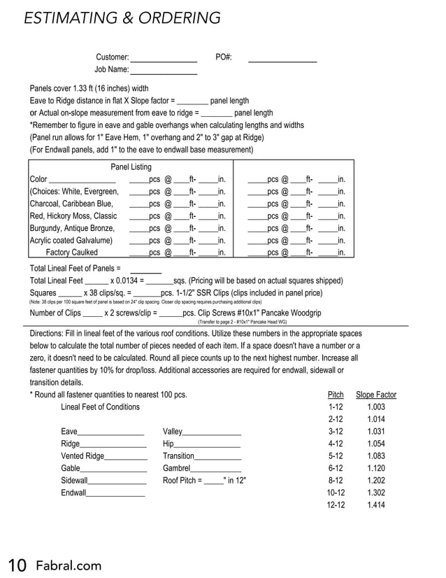 Fabral SSR Metal Roofing Installation Manual