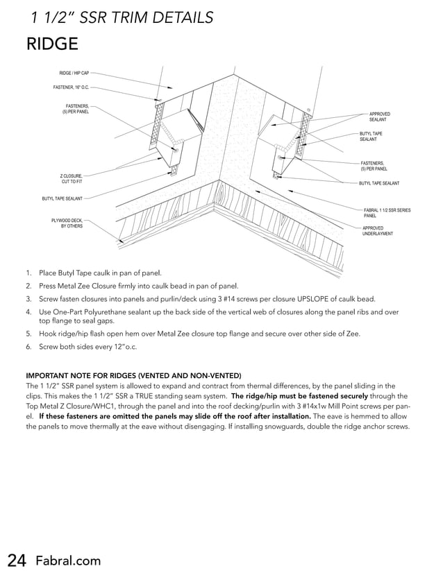 Fabral SSR Metal Roofing Installation Manual