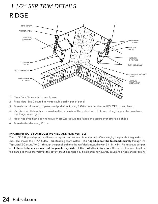 Fabral SSR Metal Roofing Installation Manual